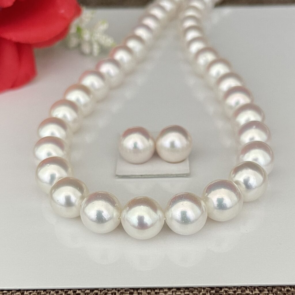 100％品質 オーロラ花珠真珠 ネックレス 8.5〜9ミリ あこや真珠 PS加工